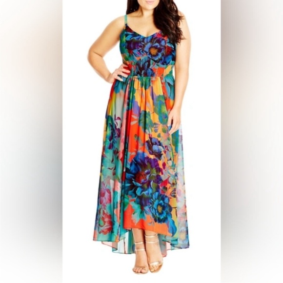 City Chic “Hot Summer Days” High Low Maxi Dress Size 18 - Picture 1 of 10